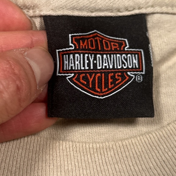 Harley Davidson Motorcycle Kona Hawaiia Pinup Girl Tan Beige T Shirt Mens Large - Picture 8 of 10